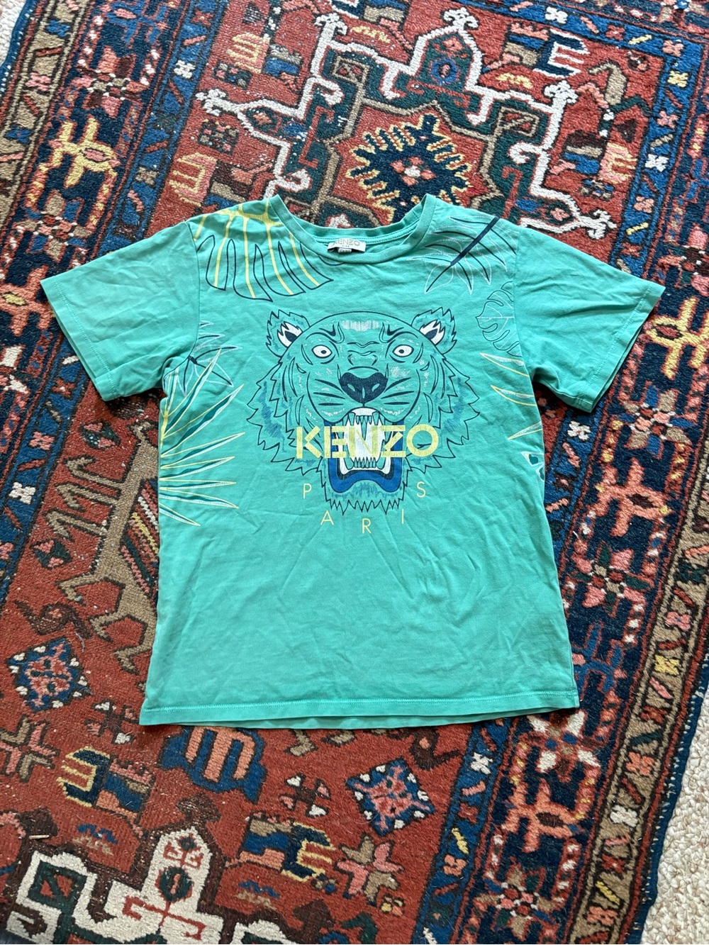 Kenzo Kelly Green Tiger Graphic Short Sleeve Teesize 10 A